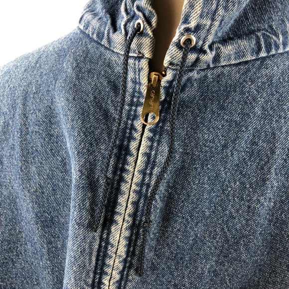 Carhartt Blanket Flannel Lined Hooded Mens Denim Jean Jacket A$AP Asap Rocky - Picture 8 of 16